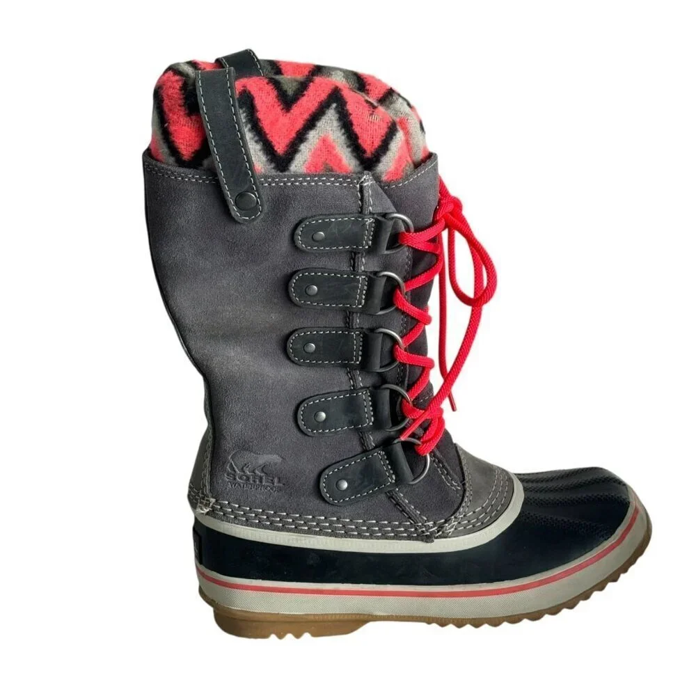 Sorel Joan of Arctic Knit gray Winter Waterproof Snow Boot NL2142-051 Women Sz 6
